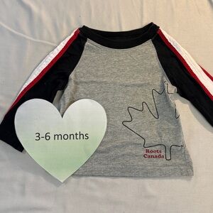 Roots - 3-6M - Grey and Black Long sleeve Shirt